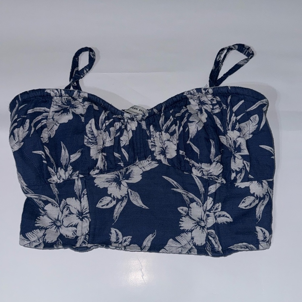 American Eagle Blue Floral Top - XS